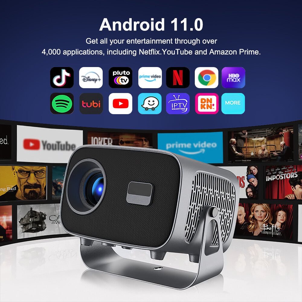 Misthree 4K Projector – Built-in Android | 4K Ready | Wi-Fi & Bluetooth |Experience 120" Cinema at Home – Misthree Smart Projector