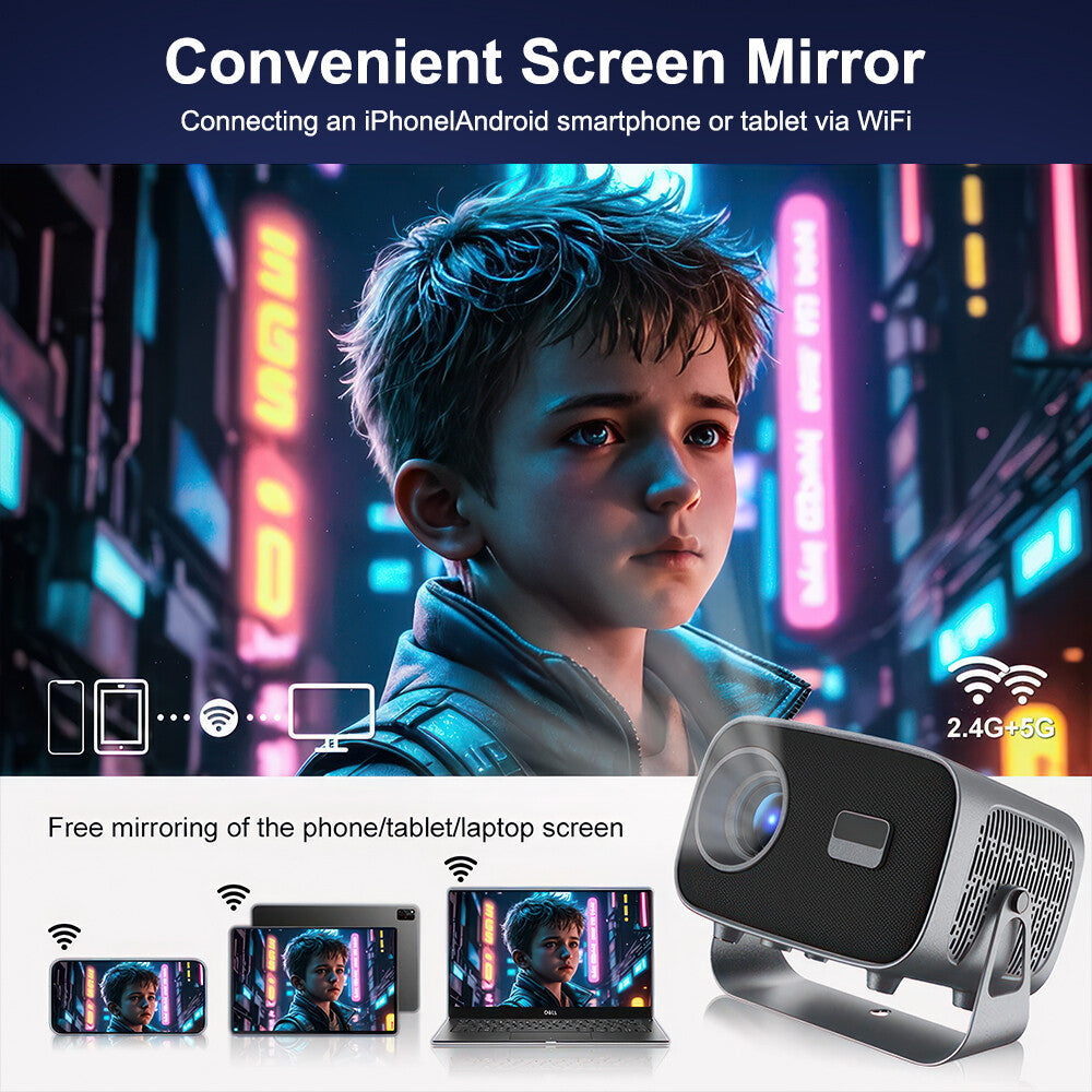 Misthree 4K Projector – Built-in Android | 4K Ready | Wi-Fi & Bluetooth |Experience 120" Cinema at Home – Misthree Smart Projector